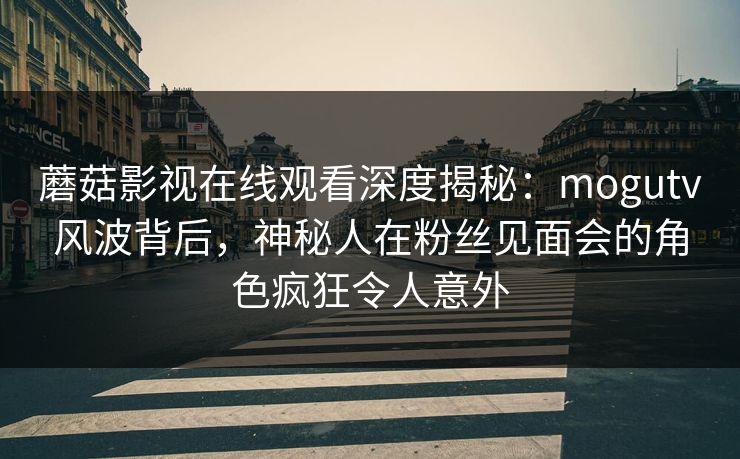 蘑菇影视在线观看深度揭秘：mogutv风波背后，神秘人在粉丝见面会的角色疯狂令人意外