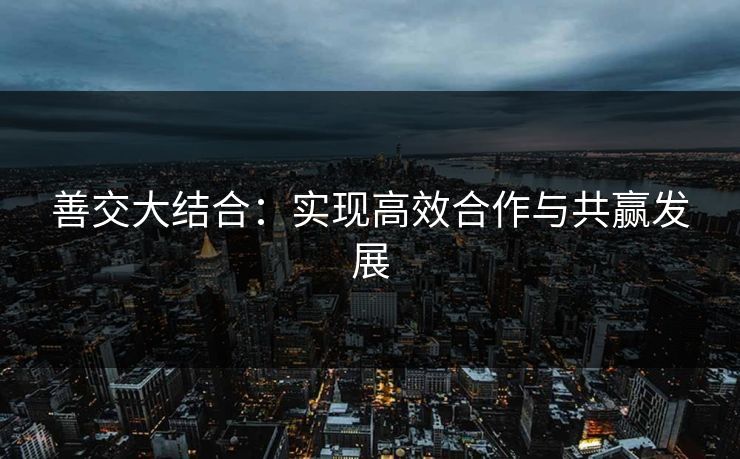 善交大结合:实现高效合作与共赢发展 善交大结合:实现高效合作与共赢发展